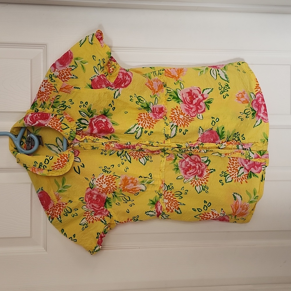 VTG IB Diffusion Women's Yellow Hawaiian Print Button up Top. Size M.‎
